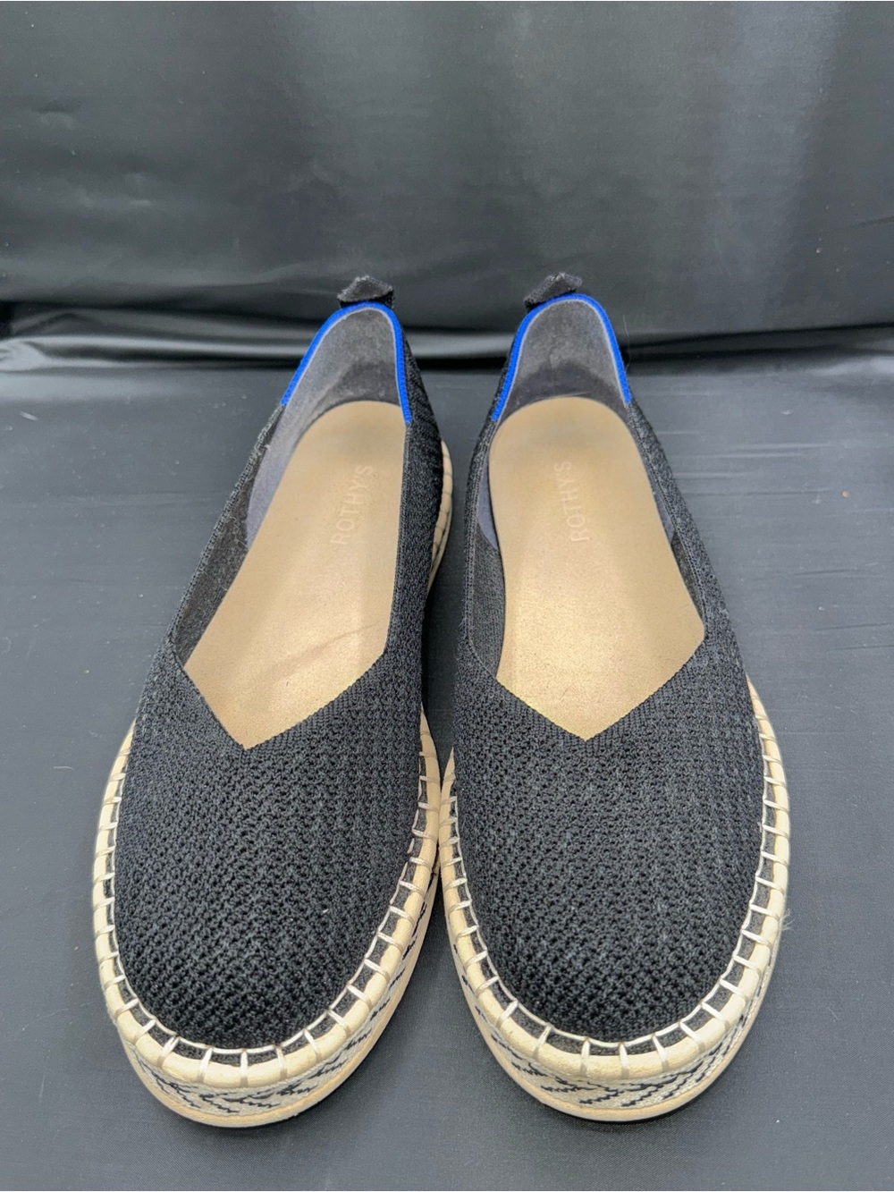 Rothy's The Espadrille Black Knit Platform Slip On Flats Women's Size 11 - Picture 3 of 9